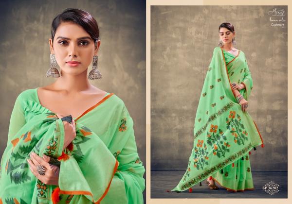 Aura Cashmere 1 Soft Linen Designer Weaving Saree Collection